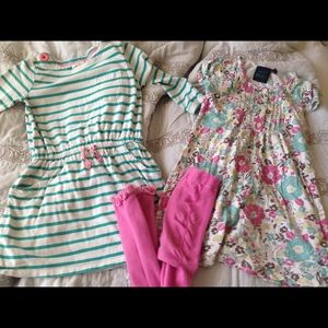 Mini Boden 5-6 Play dresses w/footless tights